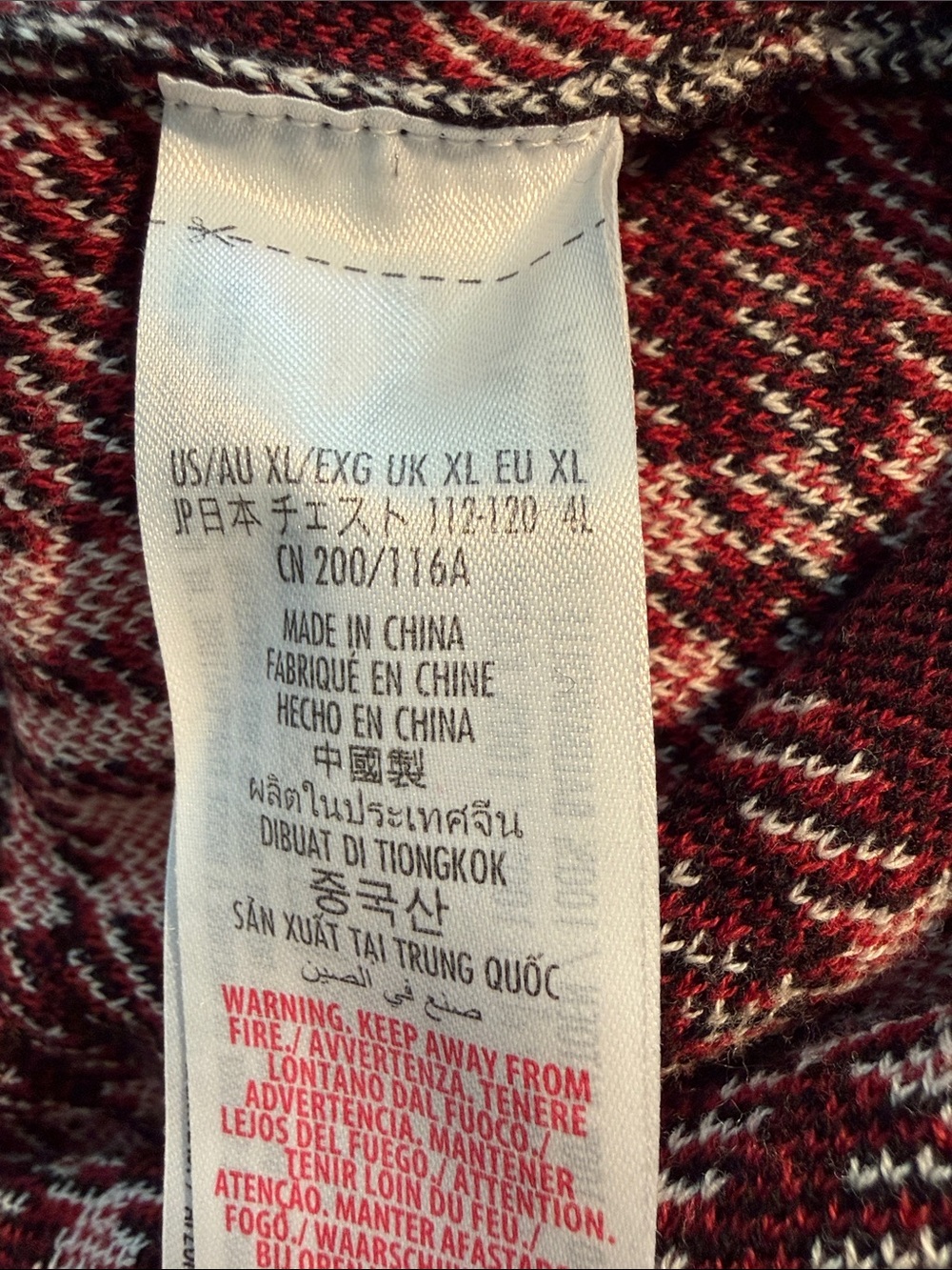 Disney Spirit Jersey Mickey Mouse Plaid Sweater XL Red Black Buffalo Check - Picture 4 of 5